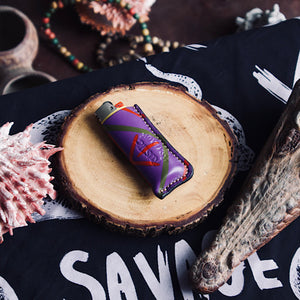 PURPLE LEATHER BIG LIGHTER COVER